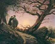 Caspar David Friedrich Zwei Manner in Betrachtung des Mondes France oil painting artist